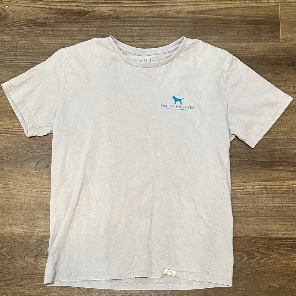 Simply Southern Light Gray Tee with Blue Logo